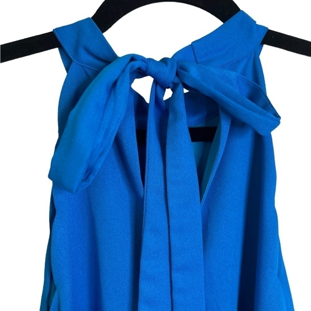 Addie Halter Scallop Blue Dress Fully Lined Size Medium - Picture 7 of 8